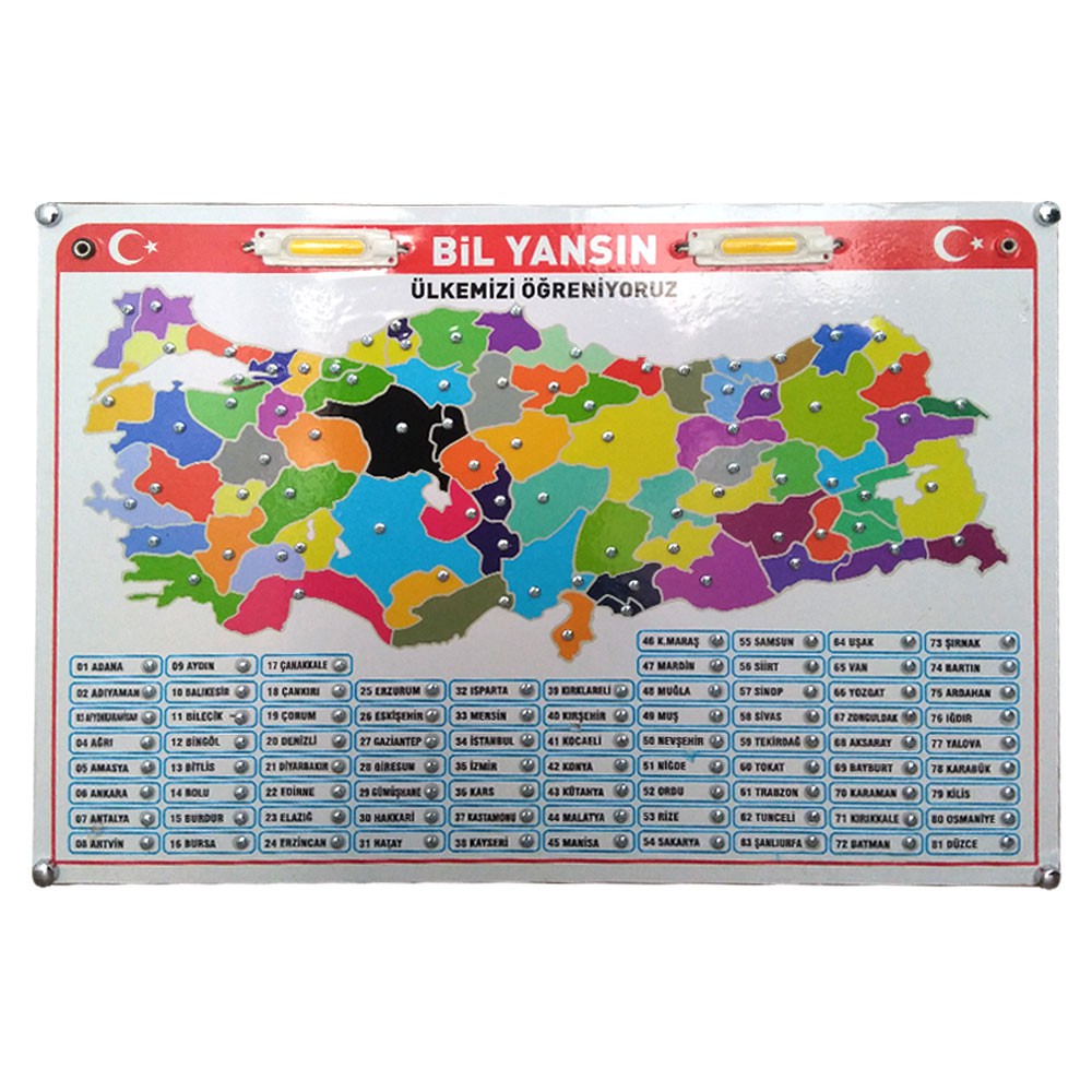 Bil Yansın Türkiye Haritası (Şehir Bulma Oyunu - Led Işıklı)