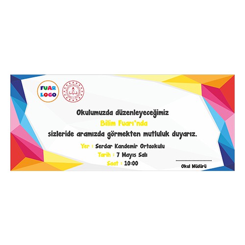 Bilim Fuarı Davetiye 1 (9x21 - Zarflı)