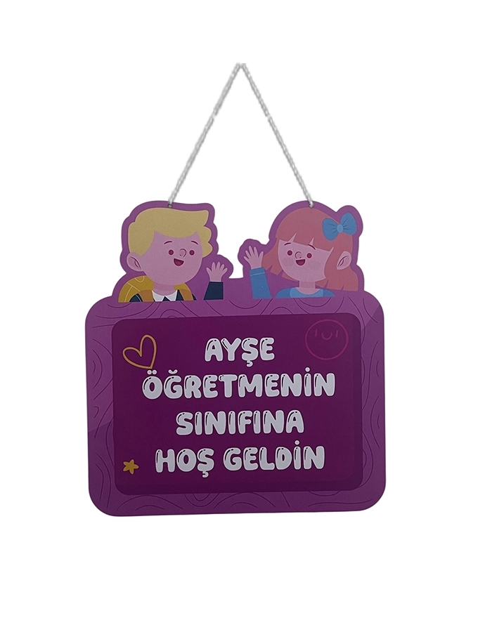 Öğretmenin Sınıfına Hoş Geldiniz Ahşap Kapı Panosu