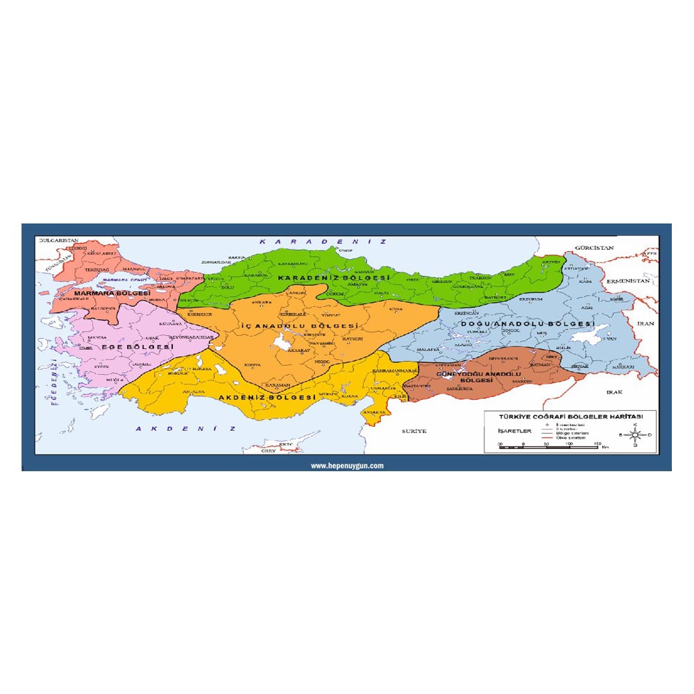 Gizil Öğrenme Baskılı Sıra Örtüsü - (Coğrafi Bölgeler)