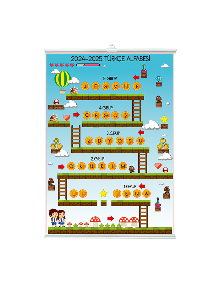 1. Sınıf Harf Grupları Afişi 50x70  Çıtalı