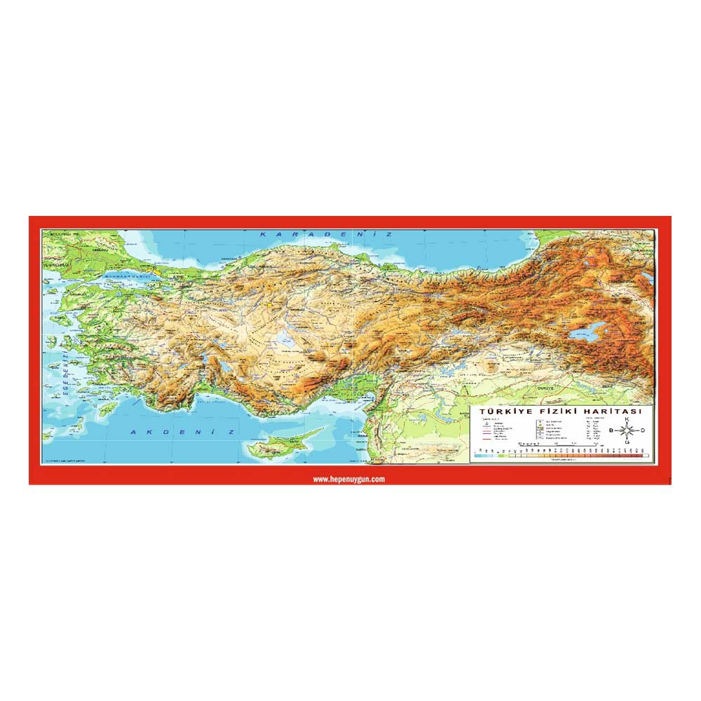 Gizil Öğrenme Baskılı Sıra Örtüsü (Türkiye Fiziki Haritası)