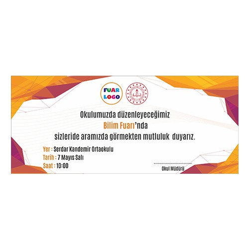 Bilim Fuarı Davetiye 2 (9x21 - Zarflı)