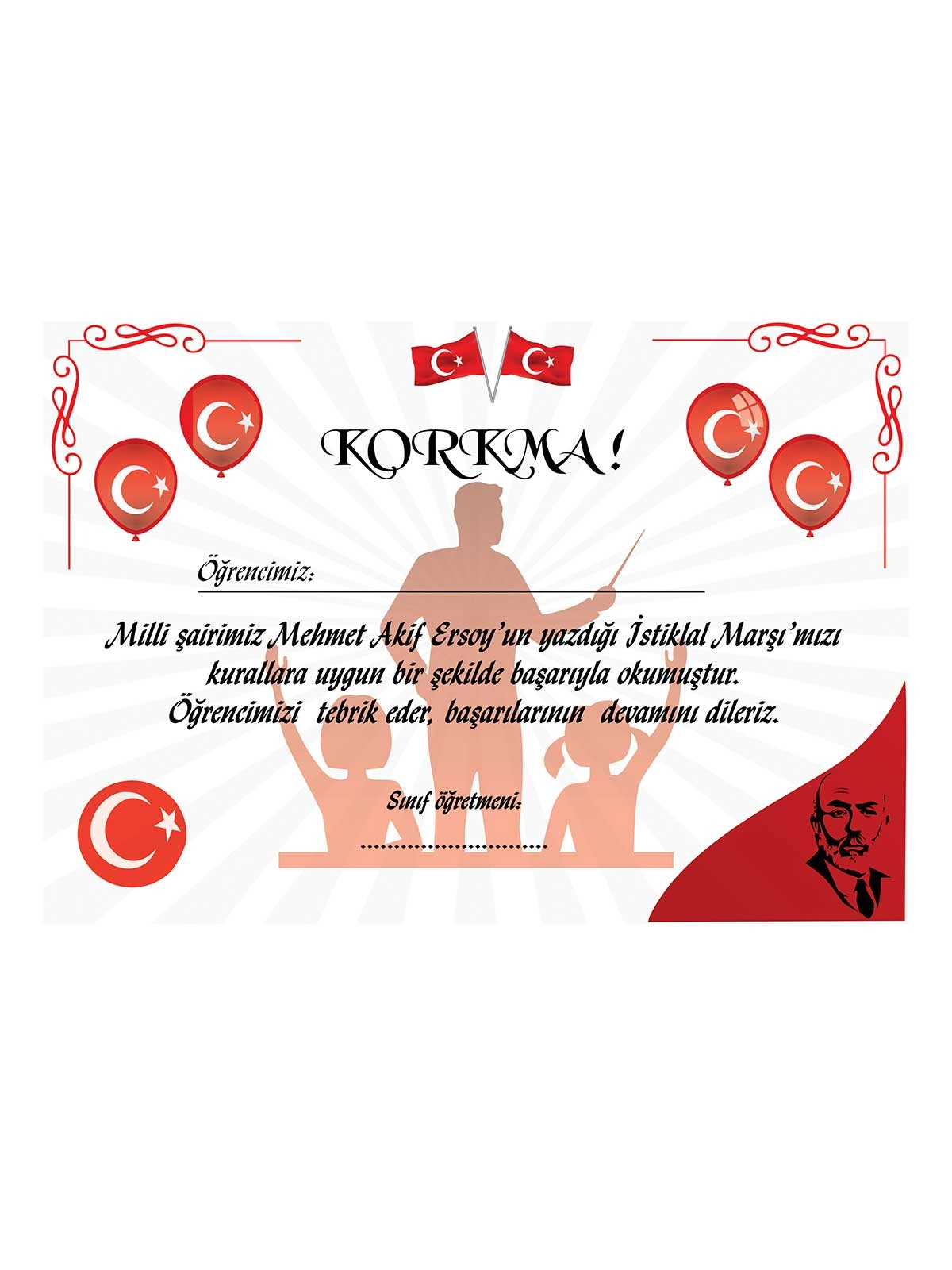 İstiklal Marşı’nı Güzel Okuma Belgesi