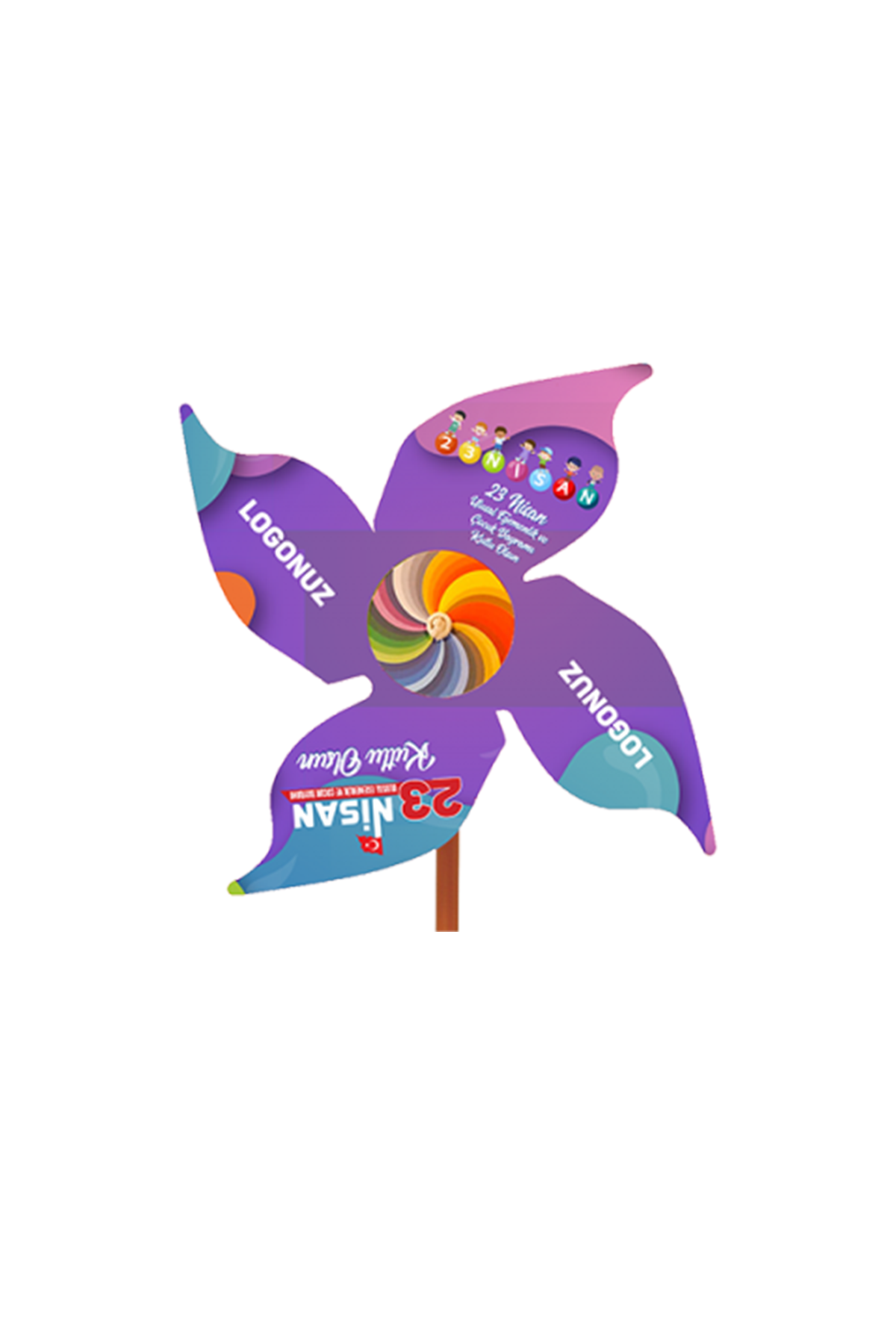 23 Nisan Rüzgar Gülü Logo Baskılı