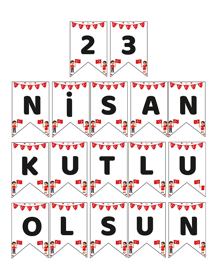 23 Nisan Karton Bayrak ve Flama Seti