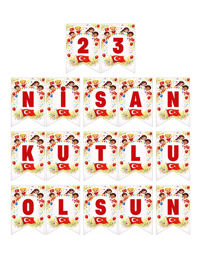 23 Nisan Karton Bayrak ve Flama Seti