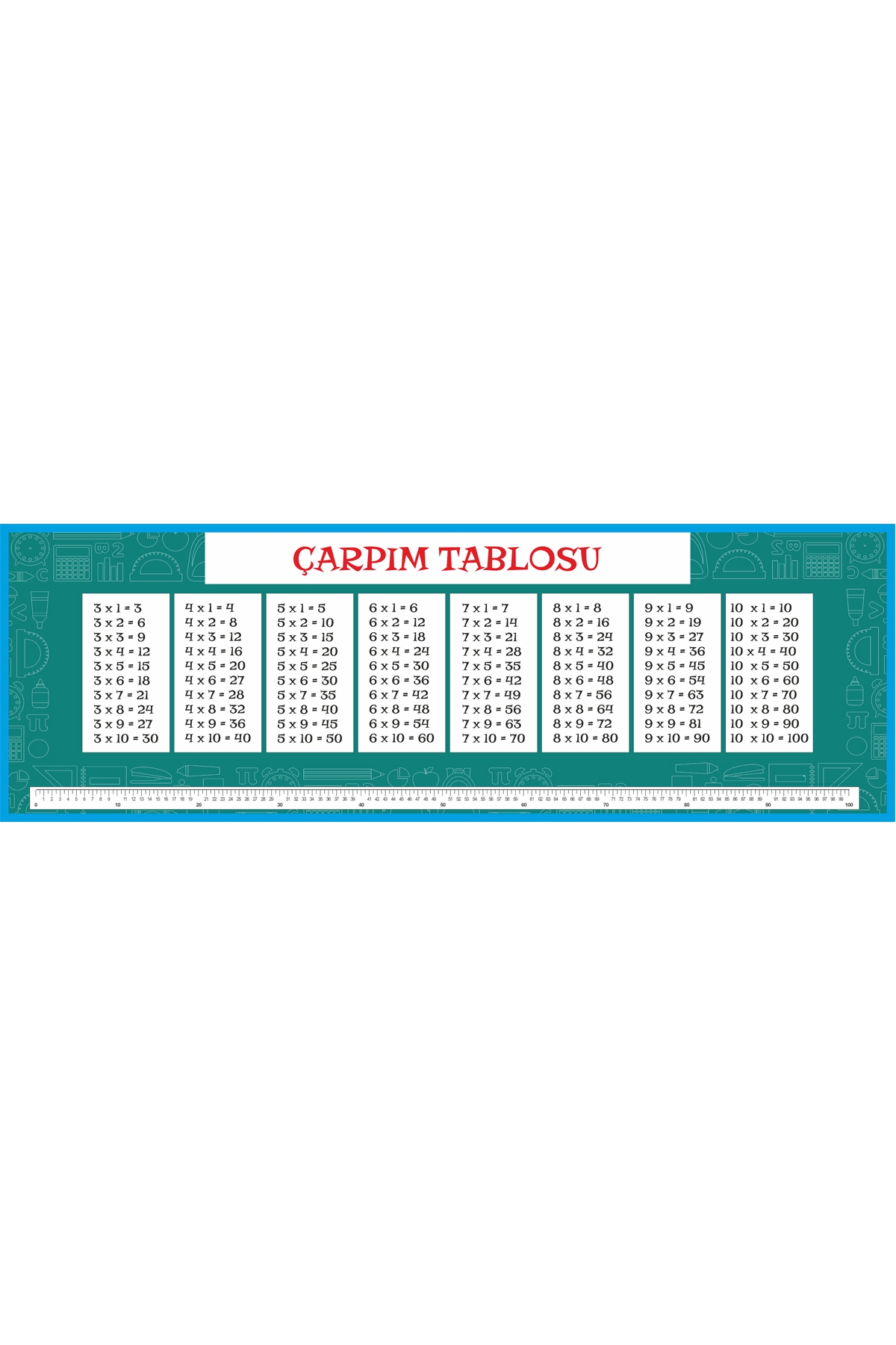 Gizil Öğrenme Okul Sırası Folyo Kaplama Sticker - Çarpım Tablosu