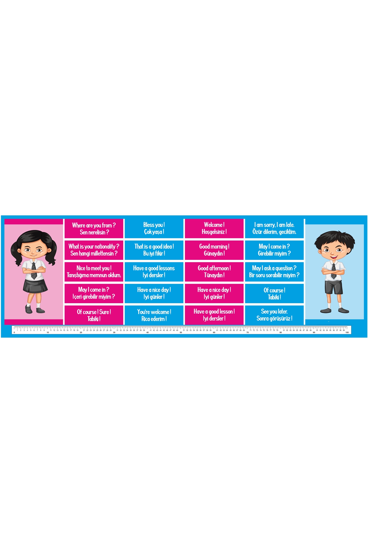Gizil Öğrenme Okul Sırası Folyo Kaplama Sticker - İngilizce Cümleler