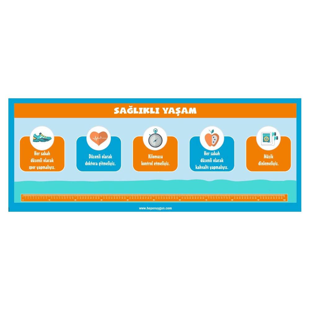 Gizil Öğrenme Baskılı Sıra Örtüsü - (Sağlıklı Yaşam)