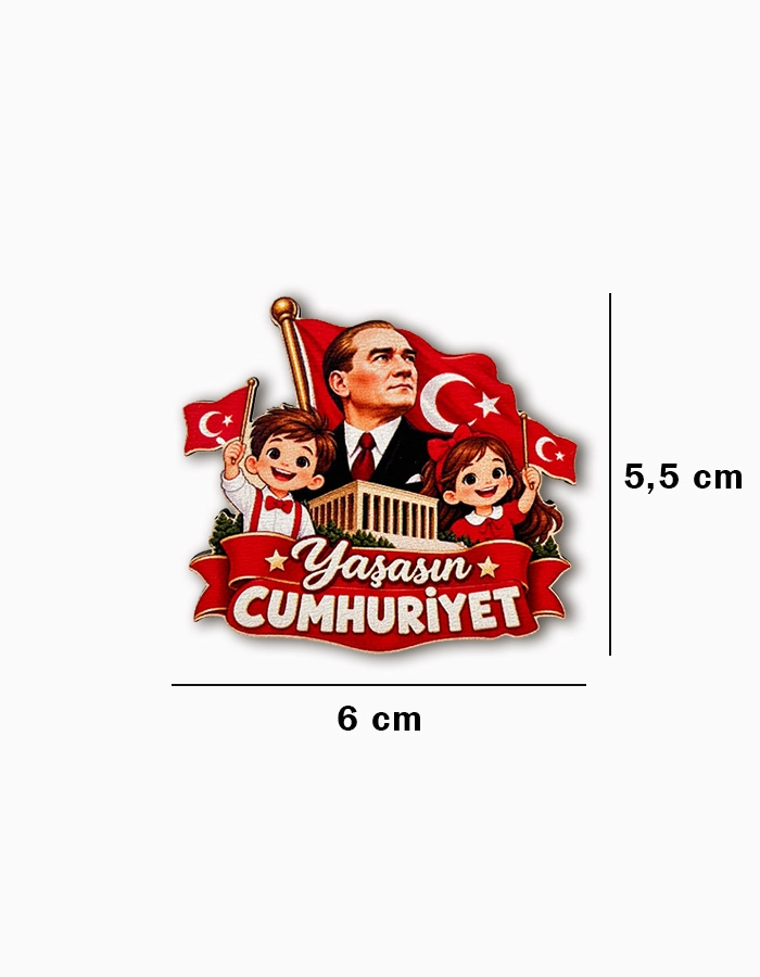 Ahşap 29 Ekim Cumhuriyet Bayramı Yaka Rozeti 5’li Set