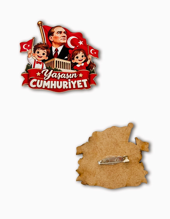 Ahşap 29 Ekim Cumhuriyet Bayramı Yaka Rozeti 5’li Set