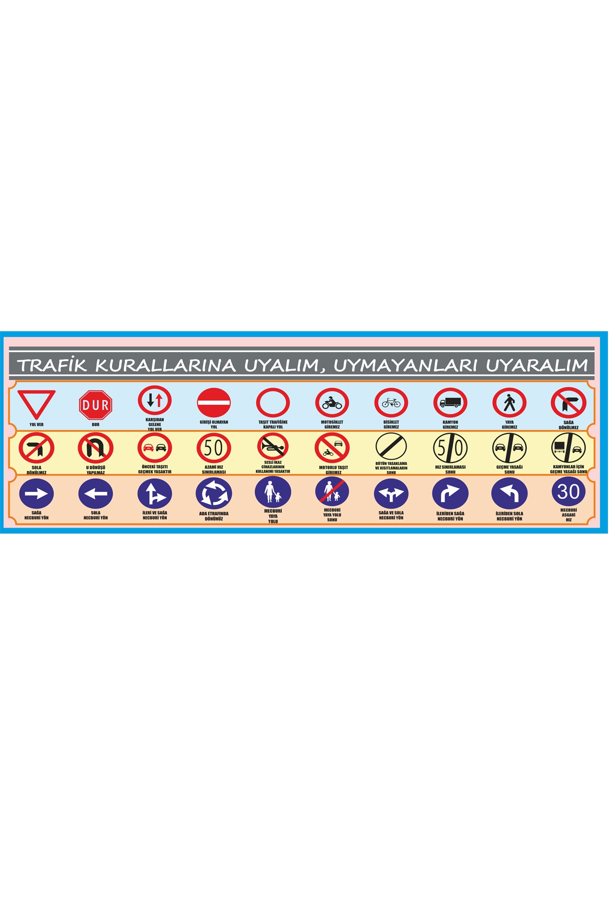 Gizil Öğrenme Okul Sırası Folyo Kaplama Sticker - Trafik İşaretleri