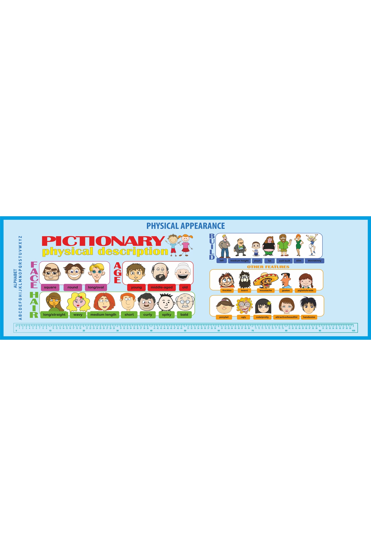 Gizil Öğrenme Okul Sırası Folyo Kaplama Sticker - İngilizce Fiziksel Görünüş