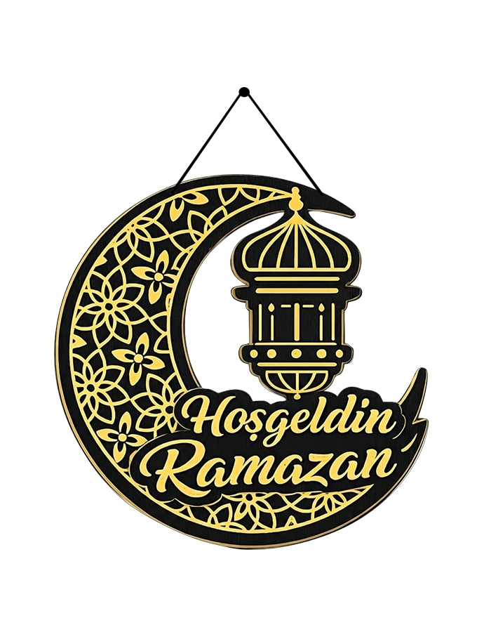 Hoşgeldin Ramazan Ahşap Üzeri Uv Baskı Kapı Süsü