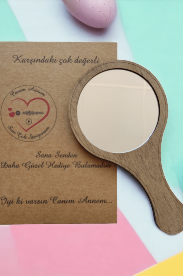 Anneler Günü Hediyesi Spotify Plaklı Ahşap Ayna 5 Adet