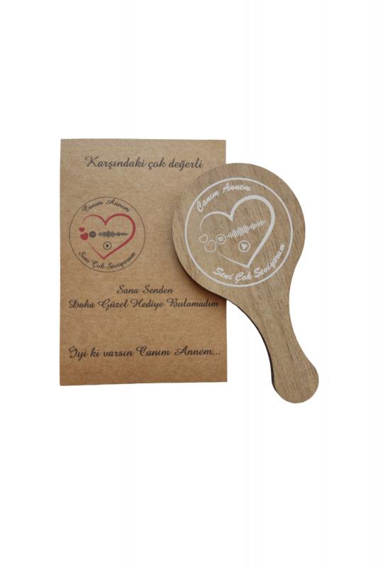 Anneler Günü Hediyesi Spotify Plaklı Ahşap Ayna