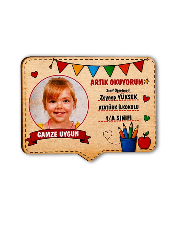 Artık Okuyorum Ahşap Magnet