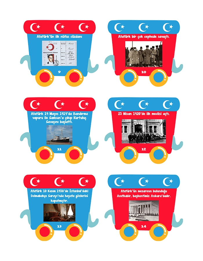 Ahşap Üzeri UV Baskı Atatürk’ün Hayatı Treni 15 Parça