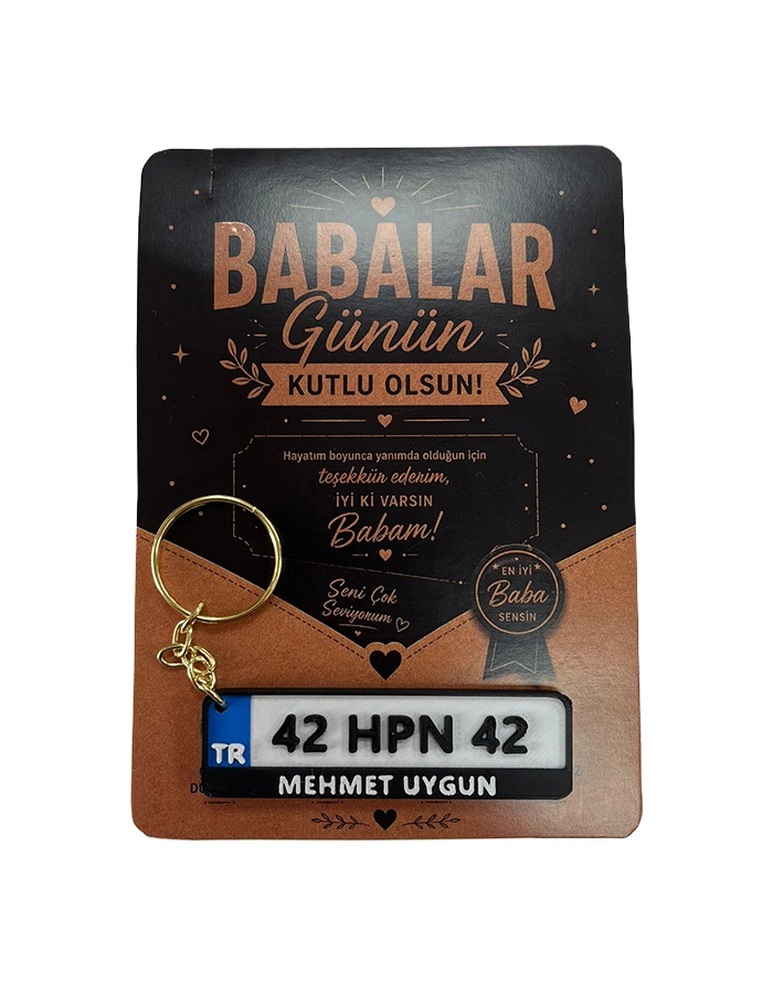 Babalar Günü Hediyesi 3D Plaka Anahtarlık