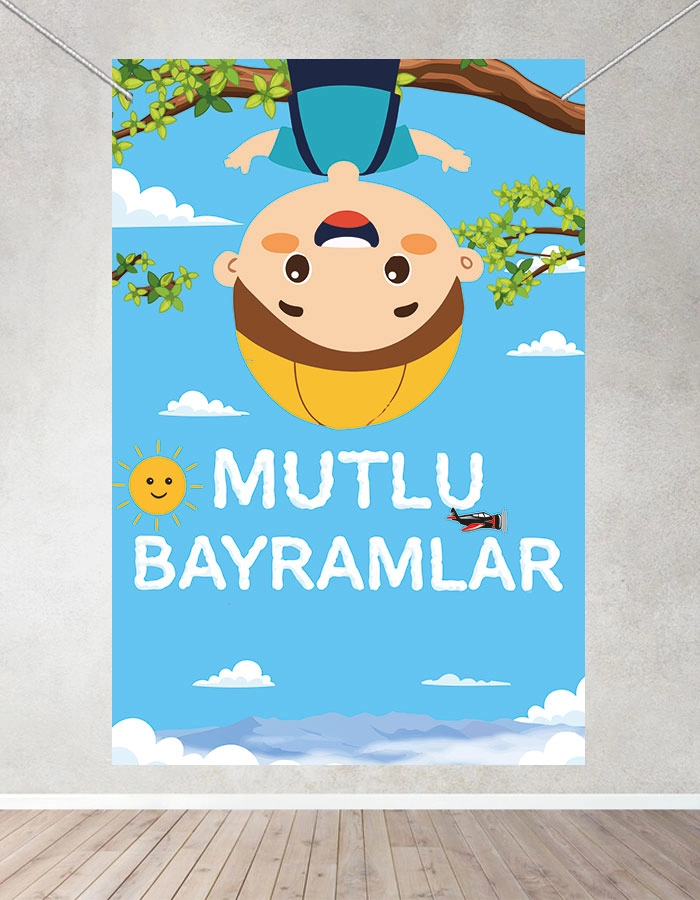 Mutlu Bayramlar Temalı Hatıra Fotoğraf Brandası 100x150