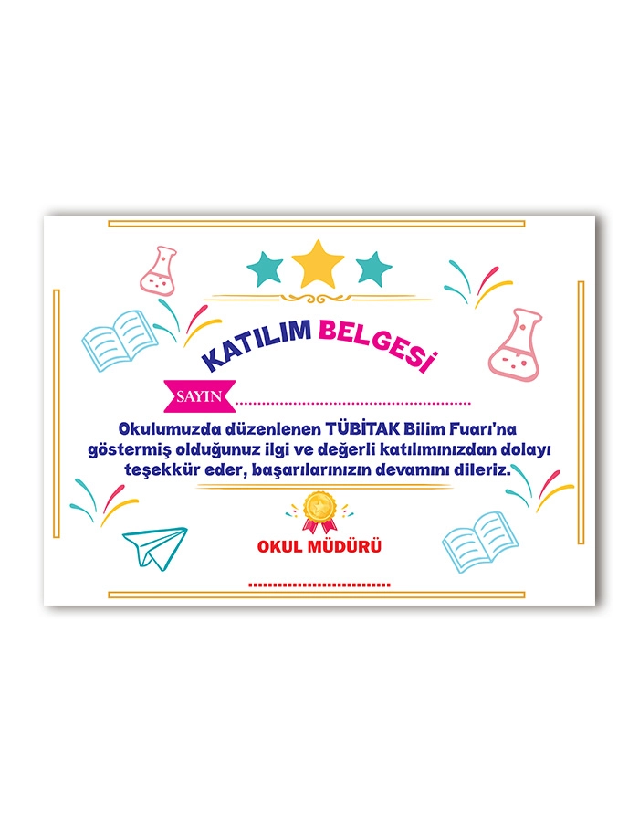 Bilim Fuarı Katılım Belgesi 12