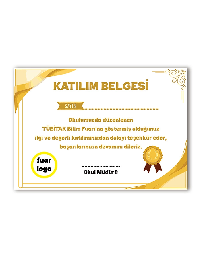 Bilim Fuarı Katılım Belgesi 14