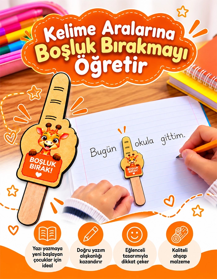 Boşluk Bırak Çubukları – 16’lı Set | Ahşap Üzeri UV Baskı