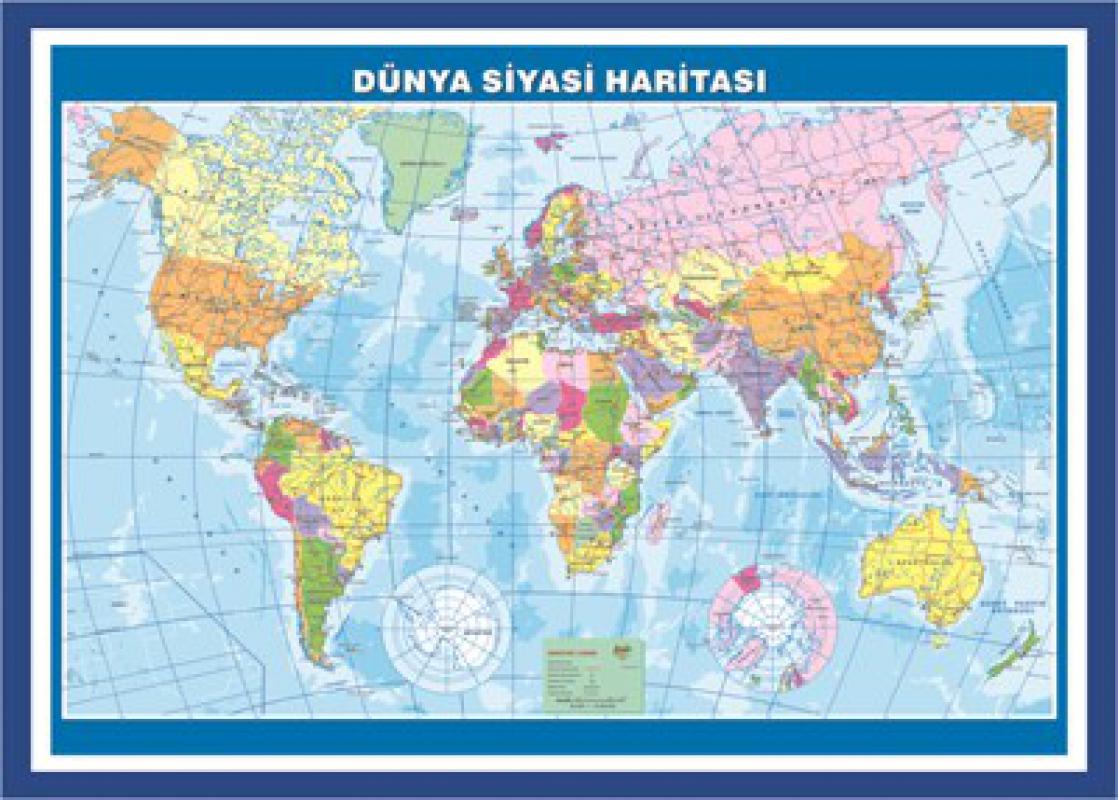 Dünya Siyasi & Fiziki Haritası (Çift Taraflı) 50 Cm X 70 Cm