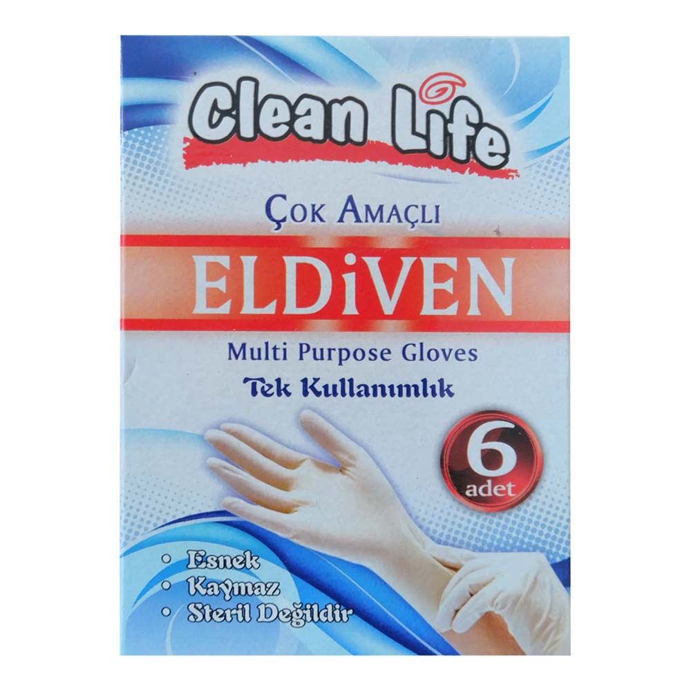 Clean Life Çok Amaçlı Tek Kullanımlık Eldiven 6’lı