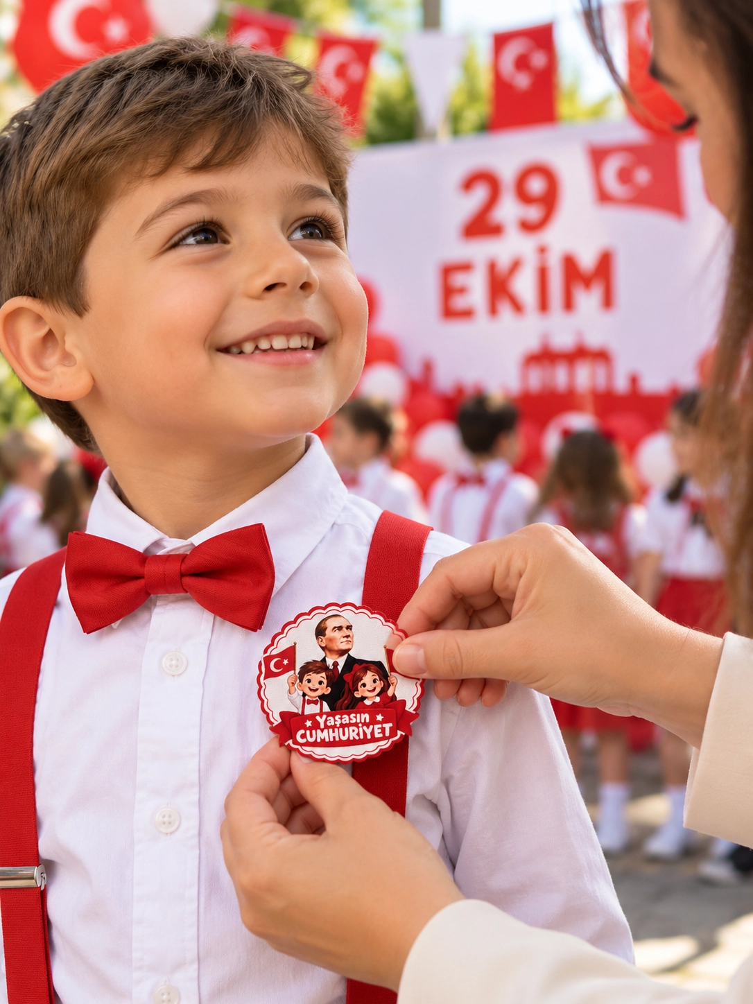 Ahşap 29 Ekim Cumhuriyet Bayramı Yaka Rozeti 5’li Set