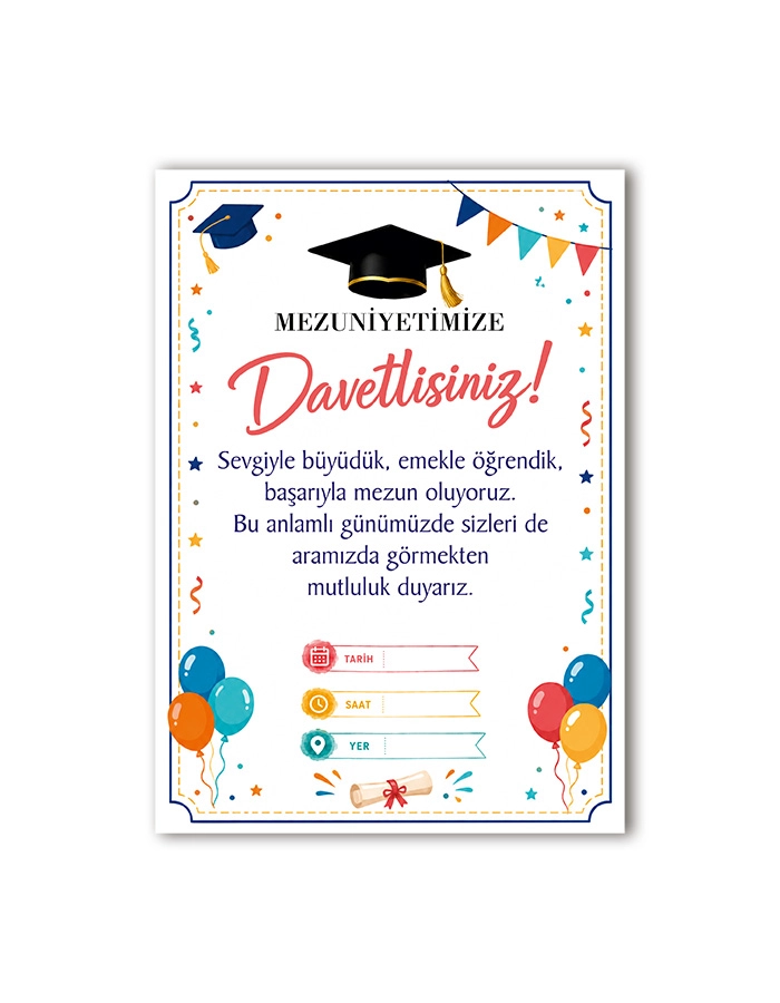 Yıl Sonu Mezuniyet Davetiyesi (A5)