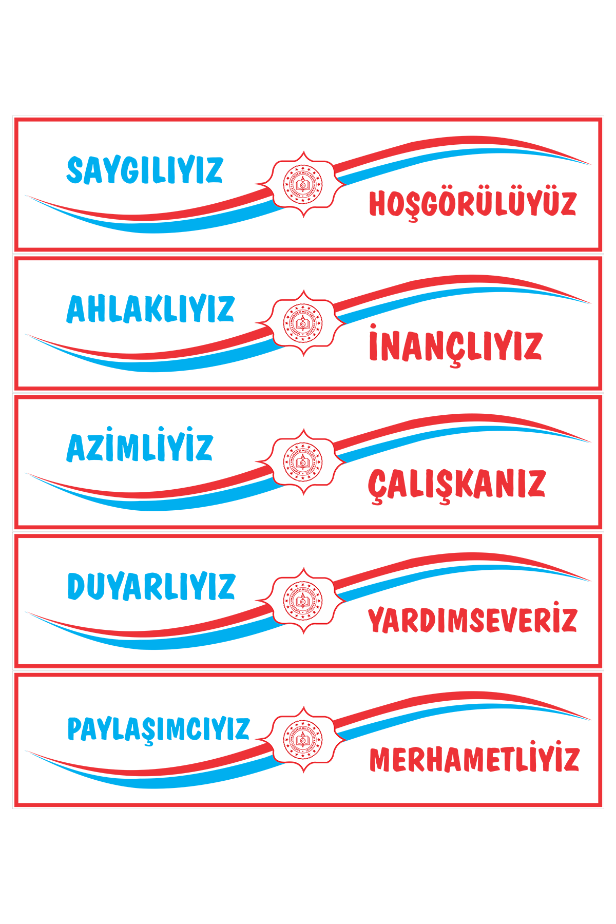 Değerler Eğitimi Kiriş Yazısı 5’li Set
