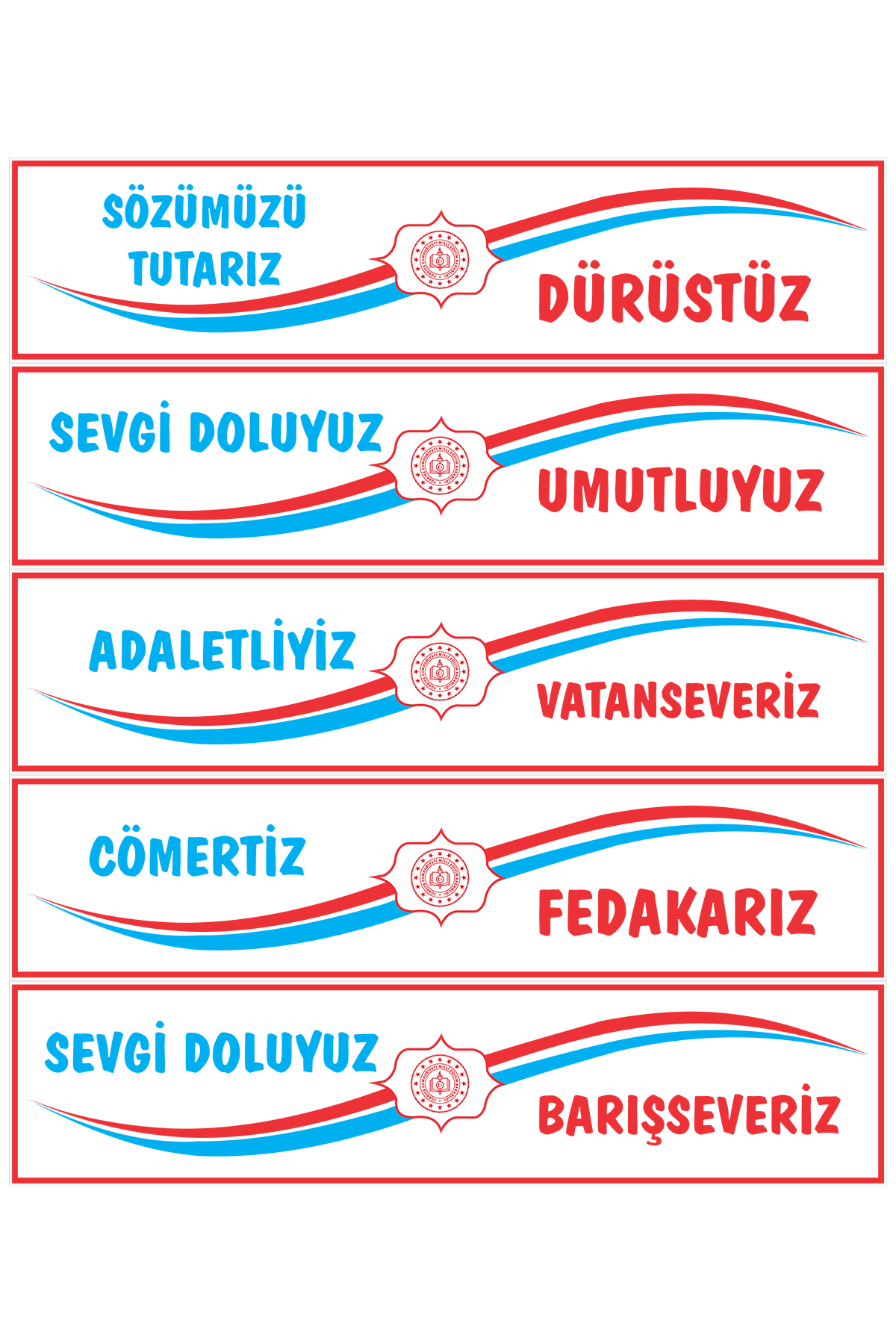 Değerler Eğitimi Kiriş Yazısı 5’li Set