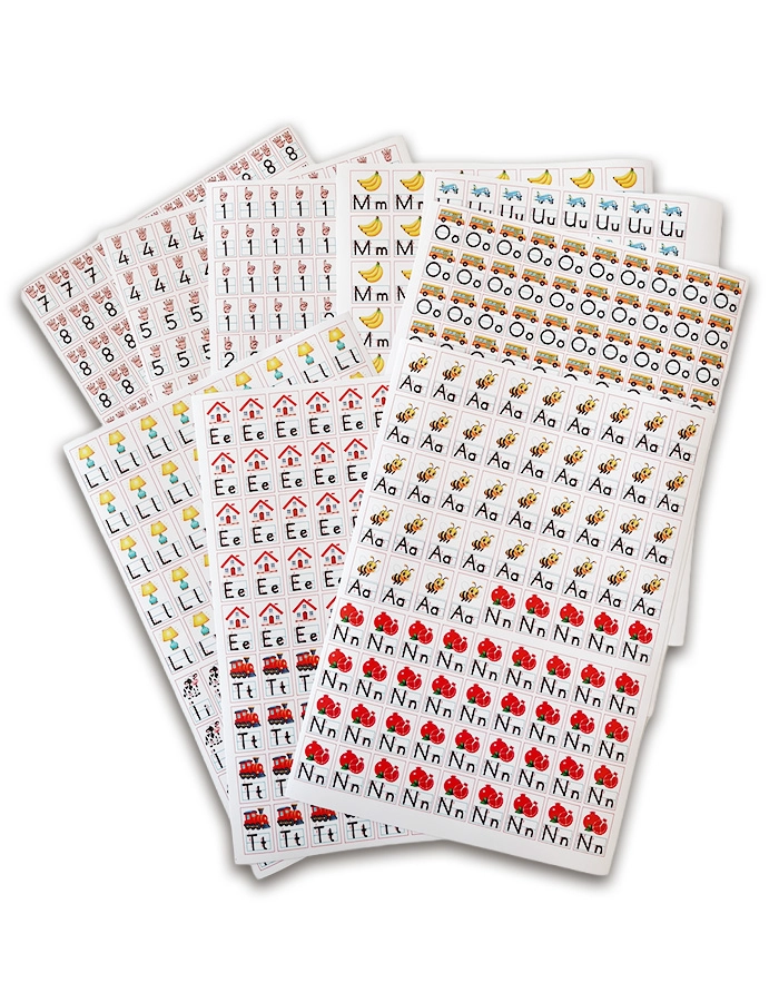 1. Grup (ANETİL) + 2. Grup (OKURIM) Harf ve Rakam Sticker Seti – Defter İçin Yapışkanlı