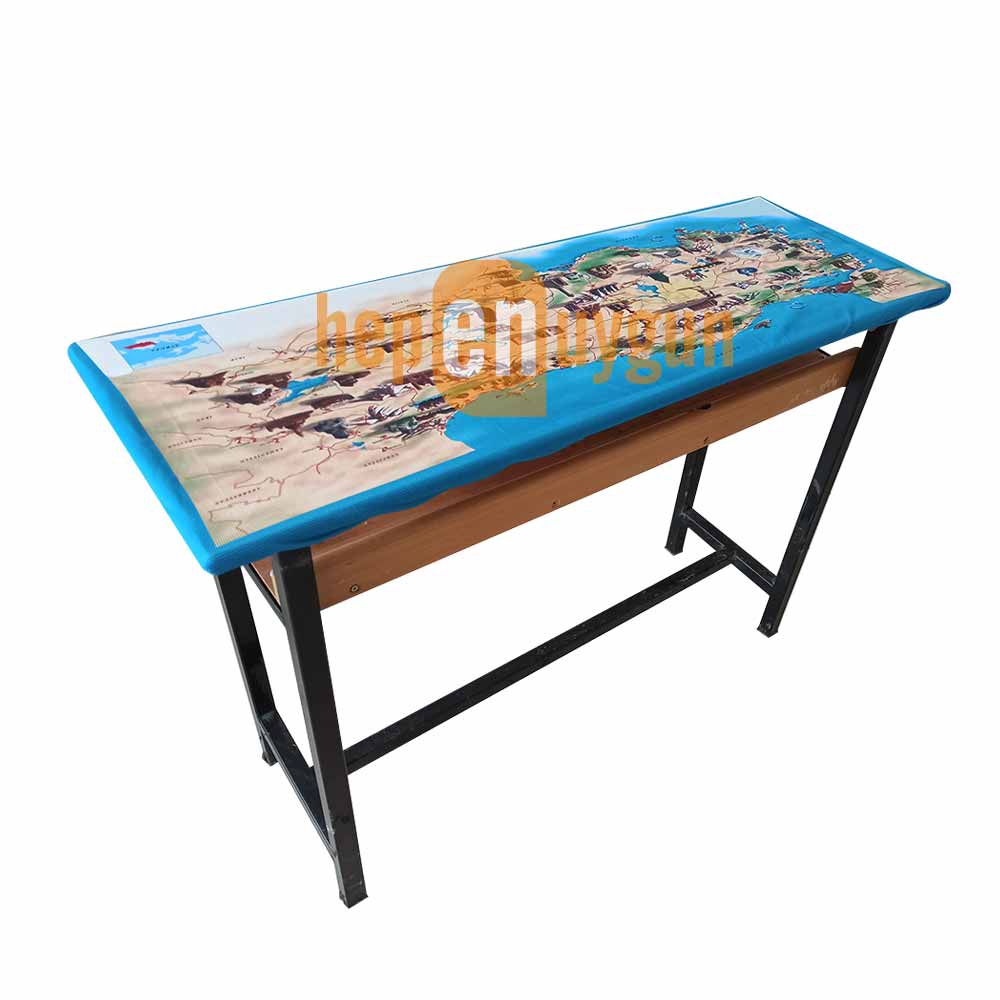 Gizil Öğrenme Baskılı Sıra Örtüsü - (Türkiye Kültür Haritası)