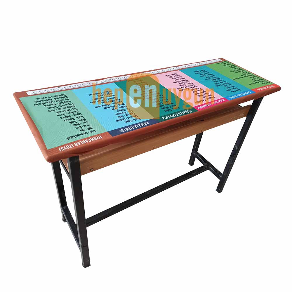 Gizil Öğrenme Baskılı Sıra Örtüsü - (İngilizce Sözcükler-5)