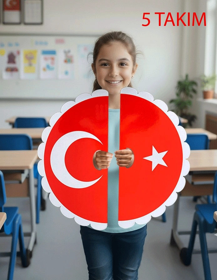 29 Ekim 23 Nisan Gösteri Plakası Ayyıldız Bayrak 48,5 cm Çap 5 Adet