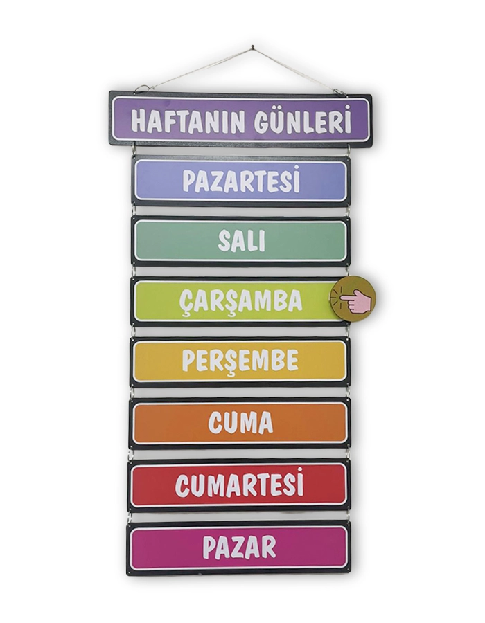 Ahşap Haftanın Günleri Panosu