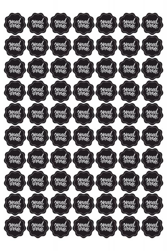 70 Adet Hand Made (El Yapımı) Siyah Sticker - Etiket