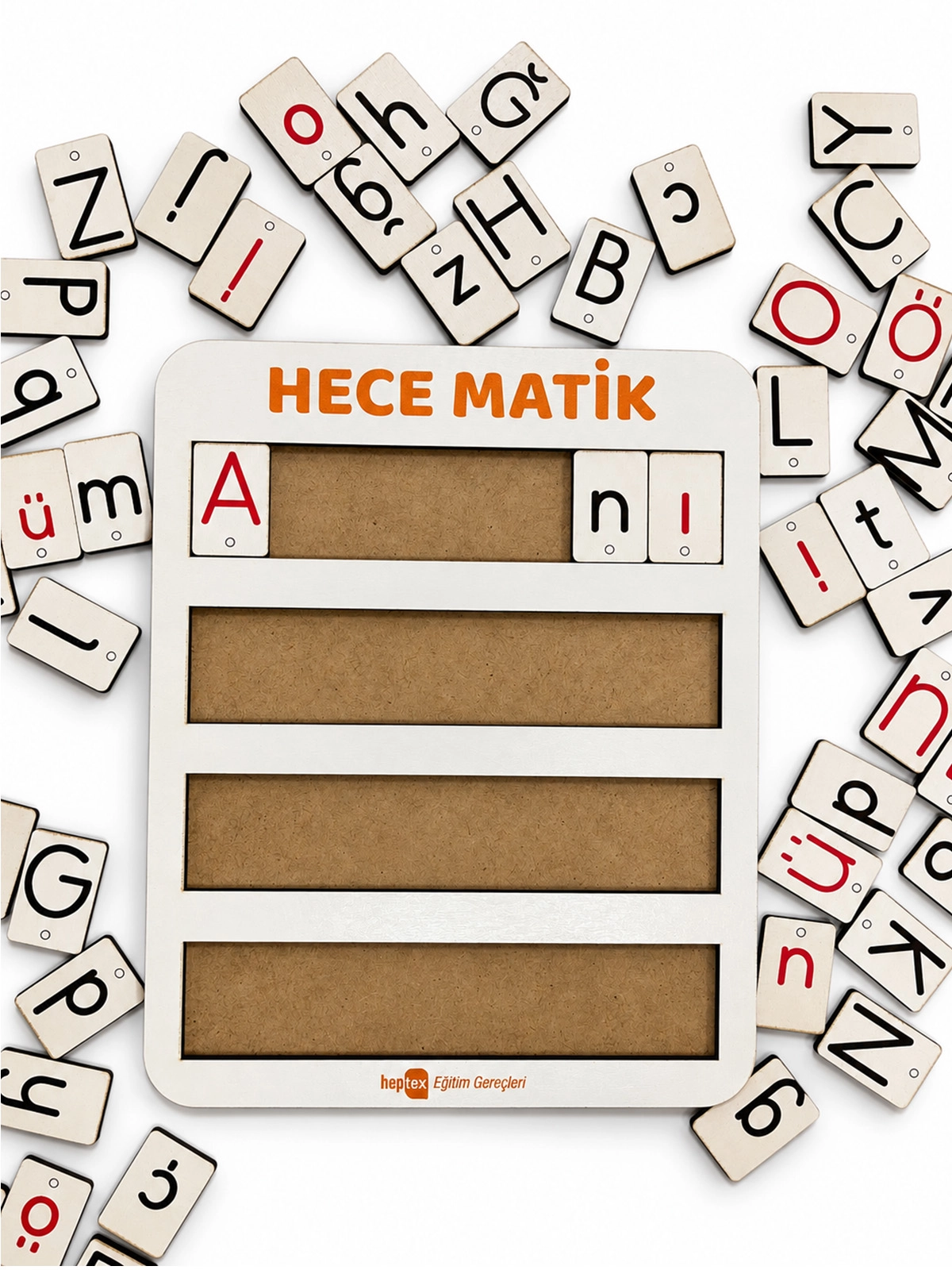 Hece Matik Ahşap Harf Seti – Büyük ve Küçük Harflerle Okuma Yazma Eğitim Materyali