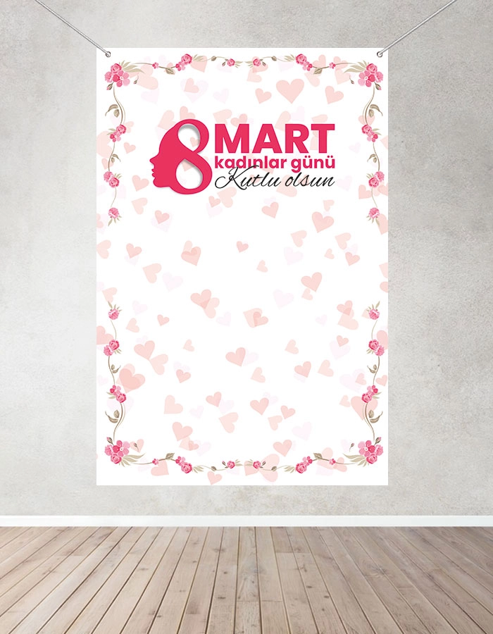 8 Mart Kadınlar Günü Hatıra Fotoğraf Panosu Branda 160x200
