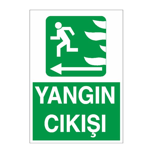 İş Güvenliği Levhası Sticker - Yangı Çıkışı Sol Ok