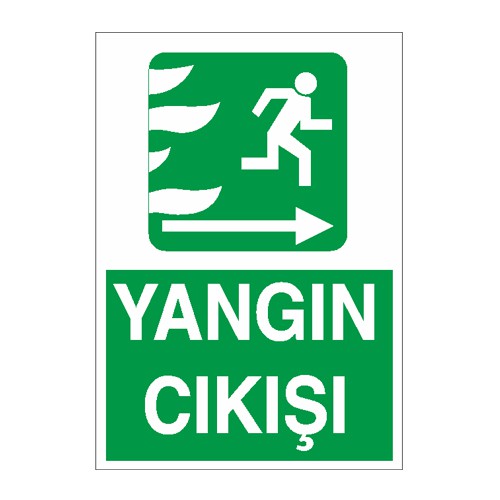 İş Güvenliği Levhası Sticker - Yangı Çıkışı Sağ Ok
