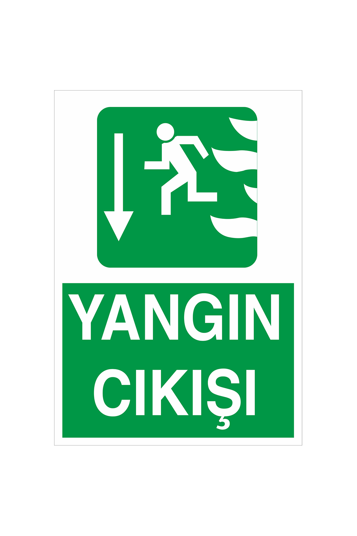 İş Güvenliği Levhası Sticker - Yangı Çıkışı Aşağı Ok 