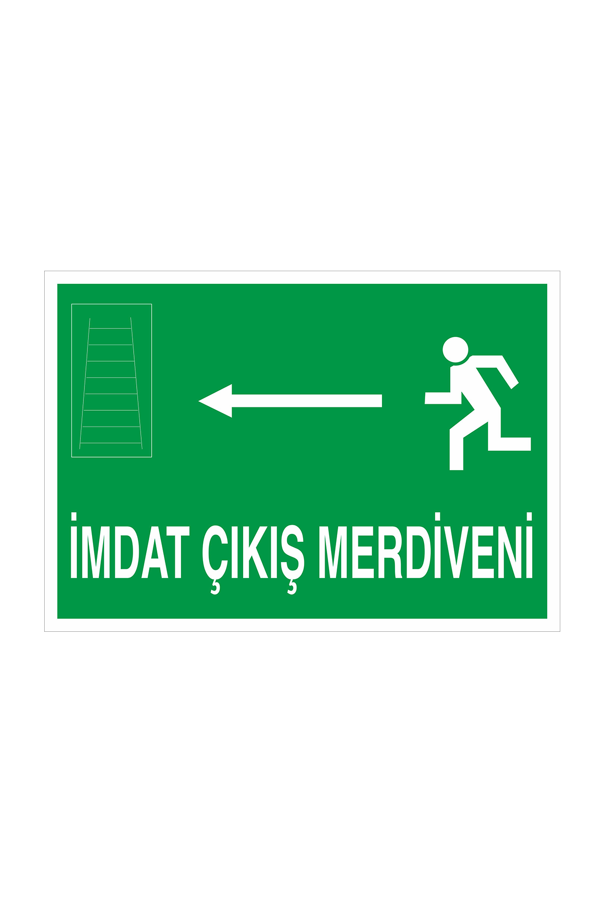 İş Güvenliği Levhası Sticker - İmdat Çıkış Merdiveni Sol Ok