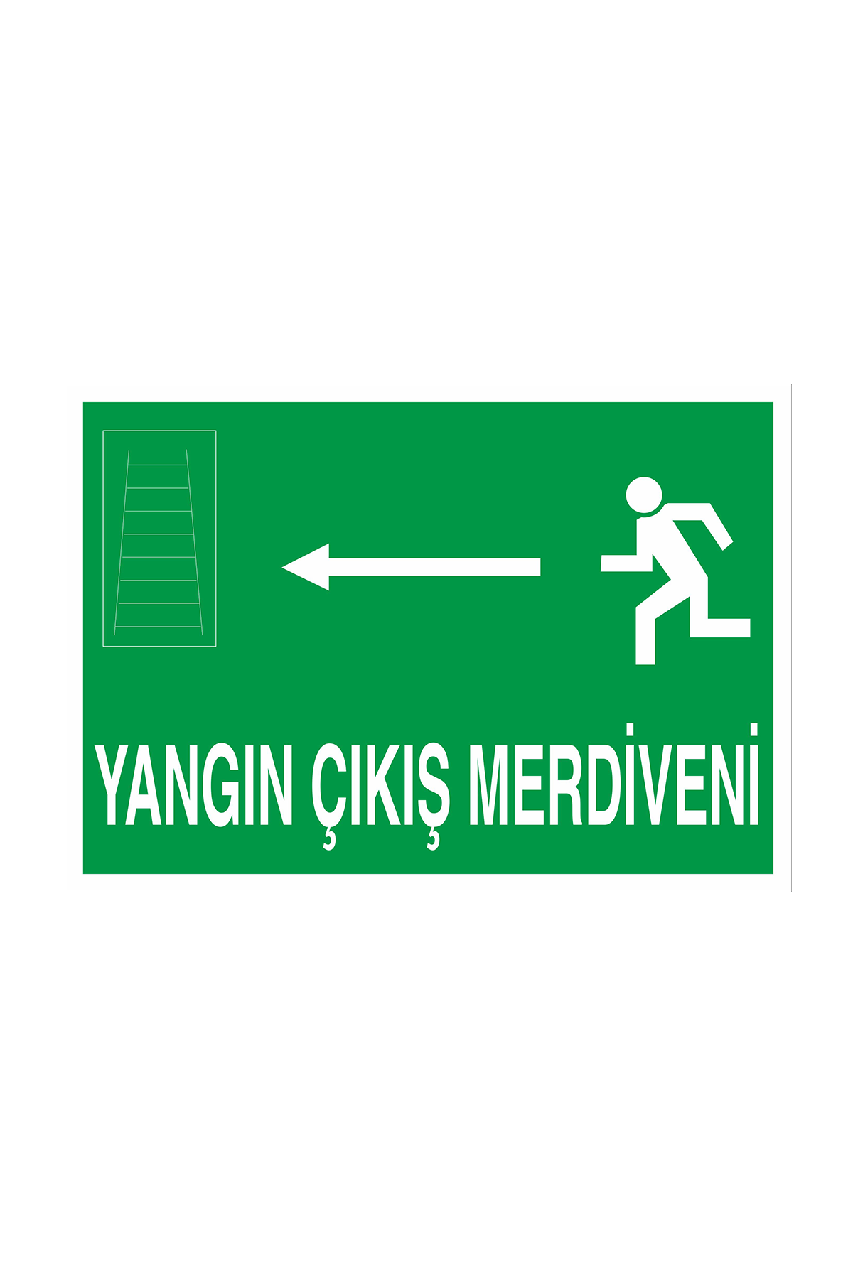 İş Güvenliği Levhası Sticker - Yangın Çıkış Merdiveni Sol Ok