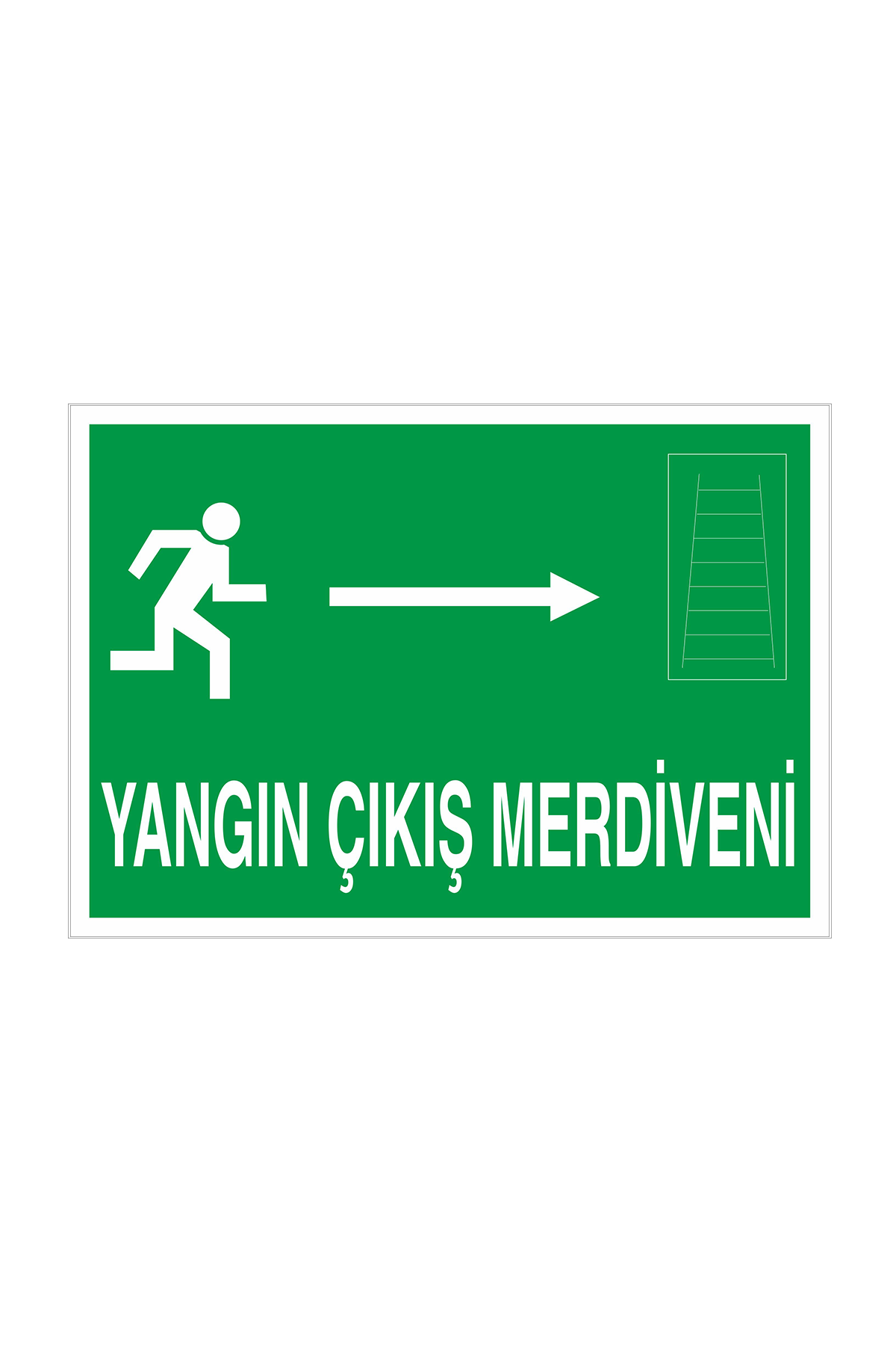 İş Güvenliği Levhası Sticker - Yangın Çıkış Merdiveni Sağ Ok