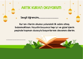 Artık Kur-an Okuyorum Belgesi 