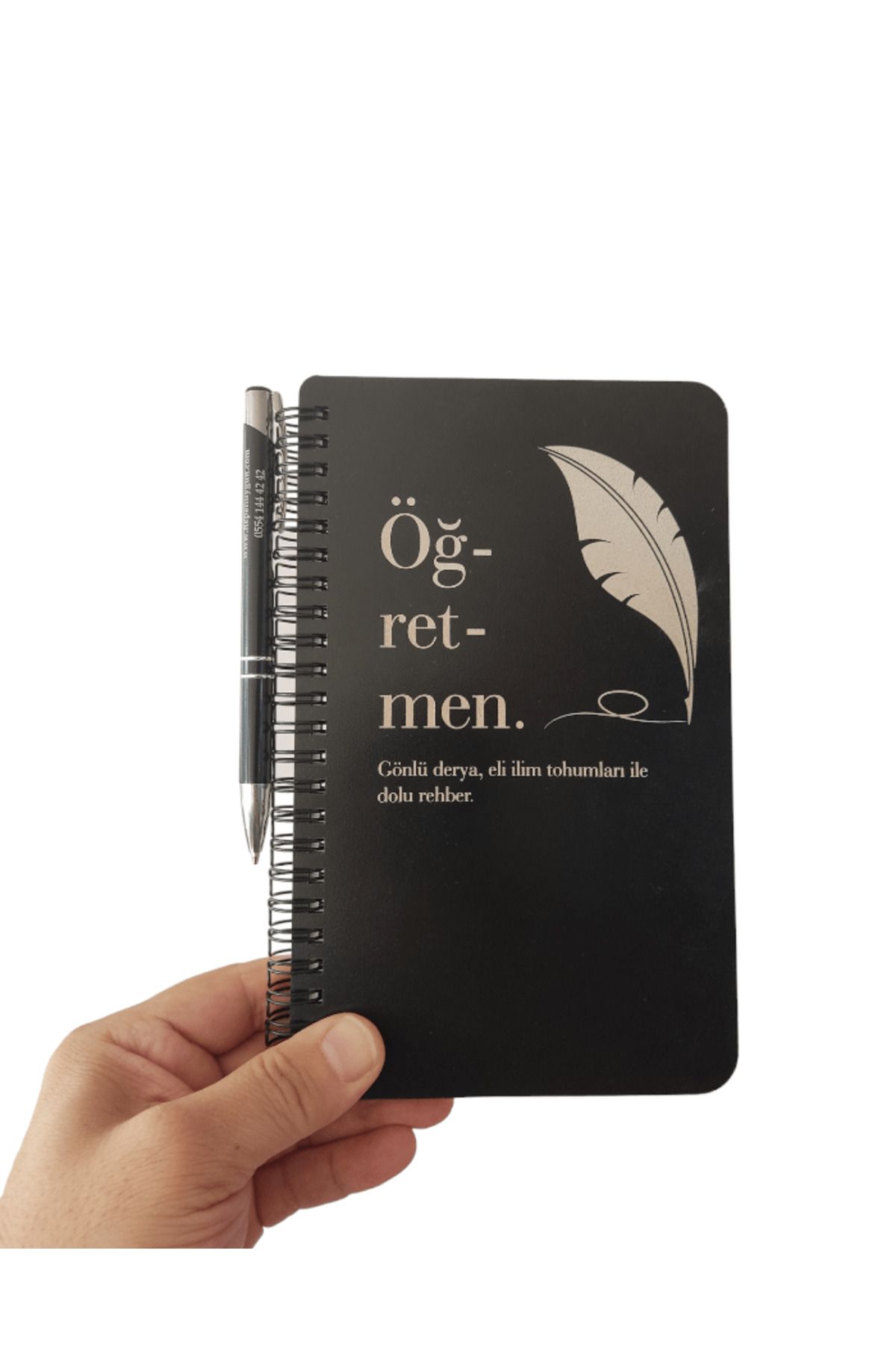 Öğretmen Temalı Öğretmenler Günü Hediyesi Ahşap Kapaklı Defter Kalem Seti